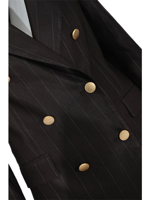 Abito doppiopetto gessato in misto lino e viscosa Tagliatore | T-PARIGI10BAD 340350 EM989694